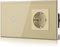 BSEED Lichtschalter mit Schuko Steckdose Glas, unterputz, 16 Amp CEE steckdosentresor, 1 Fach 1 Weg Touch Wandleuchtenschalter Gold, Flacher wechselschalter, Modern, Wasserdicht Innenschalter