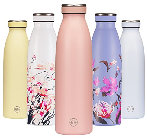 B2DO for GH Bouteille d'eau Isotherme 750ml Punch à la Pêche | Gourde métallique réutilisable en acier inoxydable à double paroi |Gourde INOX isotherme de sport | Bouteille isotherme sans BPA