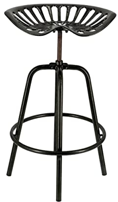 Rivanto® Traktorstuhl schwarz, bequemer Barhocker aus Eisen, verstellbare Höhe
