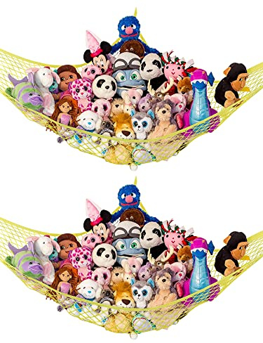 Lilly's Love Teddy Hammock, 2 Pack | Toy Hammock for Stuffed Animals | Soft Toy Storage | Cute Room, Bedroom & Home Decor | Large (Yellow)