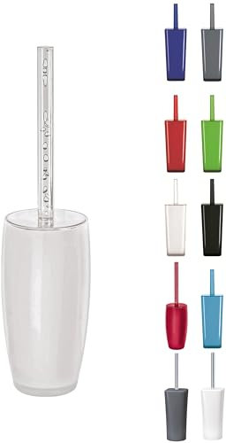 KW Easy Enlcosed Plastic Toilet Brush and Holder (Round Clear/White)