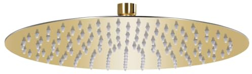 vidaXL Regenbrause Anti-Kalk-Düsen Brausekopf Duschkopf Kopfbrause Regendusche Duschbrause Wand Decke Edelstahl 30cm Rund Golden Silikon