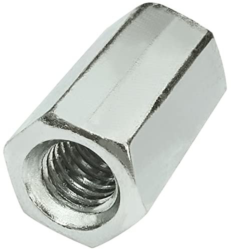 AERZETIX - C58224 - Lot de 10 Écrous de jonction hexagonaux allongés M6x18 mm - écrou de rallonge prolongateur à filetage métrique - en acier zingué