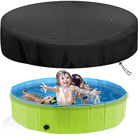 Hundepool Abdeckung 80cm Mit Gummiband, Abdeckung für Hundepool fur Große Hunde, Reißfestes 210D Oxford-Gewebe wasserdichte Staubdichte UV-beständiges (ø 80cm)