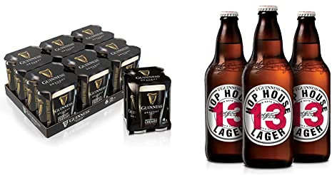 Guinness Draught Lattina - Pack di 24 Lattine da 0,33 L & Hop House 13 Birra Lager Bottiglia - Pack di 12 Botttiglie da 0,33 L