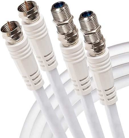 Maplin Twin F Type Male to Twin F Type Female Connector TV Satellite Aerial Extension Cable, 3m White