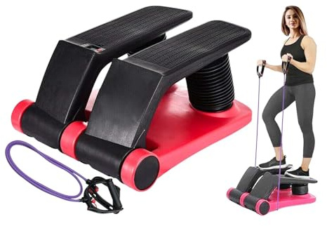 E-Found Stepper Climber Fitness Maschine, Air Stair Climber Stepper Maschine, Cardio Training Step Climber Machine Adjustable Fitness Exercise Machine Resistance Bands, Comfortable Foot Pedals