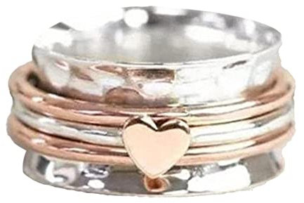 BAILIY Modische Herz-Ringe, rotierender Angstlinderungsring, Selbstliebe-Spinner, Herz-Design, Fidget-Ringe, Geschenke für Liebhaber, Frauen, Schmuck