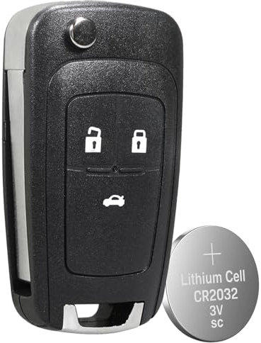 Vailikey (1PCS)2 Buttons Flip Car Remote Control Key Fob Case Replacement For OPEL VAUXHALL Astra J Insignia Meriva Zafira B Car Key Shell (3 Buttons Key Case with Battery)