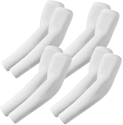 ROXUN 4 Pairs Arm Sleeves, Cooling UV Sun Protection Sports Compression for Men/Women 4 White