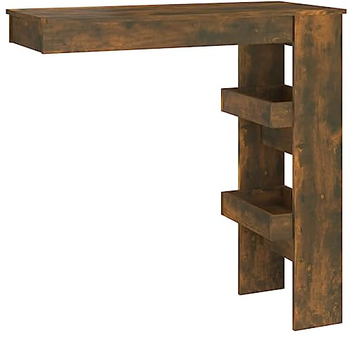 vidaXL Wall Bar Table Party Bistro Pub Breakfast Festival Standing Eat Dinner Dinette Stand Table Wooden Furniture Smoked Oak Engineered Wood
