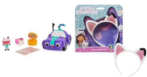 Gabby’s Dollhouse, Carlita-Spielzeugauto mit Pandy Paws-Sammelfigur & Magical Musical Cat Ears, Haarreif mit Katzenohren, mit Licht, Geräuscheffekten und Musik, geeignet für Kinder ab 3 Jahren