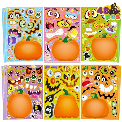 JOYIN 42 Hojas de Pegatinas para Hacer Caras de Calabaza de Halloween, CREA Tus Propios Personajes, combina Hojas de Pegatinas con 6 diseños Diferentes de Calabaza de Halloween