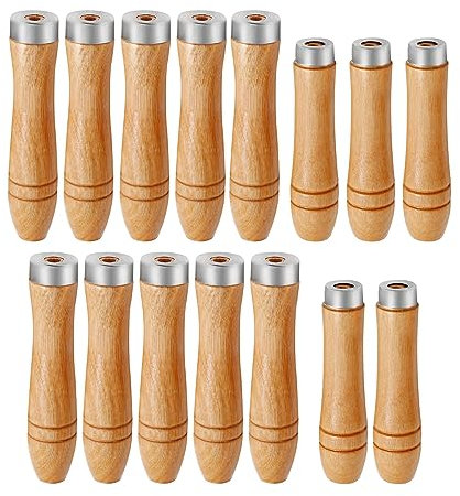 ZUDKSUY Lima de madera, 15 unidades, mango especial, sin rebabas, lima de acero, agujero redondo, mango de madera pequeño, diámetro del orificio: 4 mm + 5 mm + 6 mm, 5 unidades cada uno)