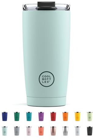 Cool Bottles - Vaso Térmico de Acero Inoxidable 550 ml - Pastel Sky - Tapa Hermética - Vaso para Café - Bebidas Frías 10 horas y Calientes 5 horas - Libre de BPA