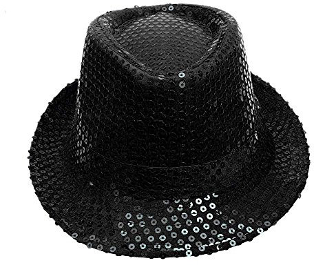 Partyhüte Pailletten Hut, Unisex Lustige Hüte, Discooutfit, Diskoaccessoire, Karneval, Kostüm, Themenparty (Black-A, One Size)