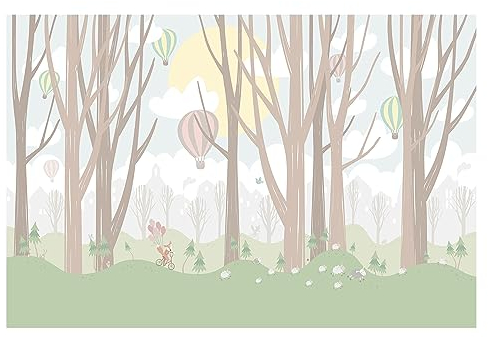 Bilderwelten Fototapete Babyzimmer Sonne Bäume Heißluftballons 255x384 cm Vlies-Tapete XXL Smart Wandtapete Wanddekoration Kinder Kinderzimmer