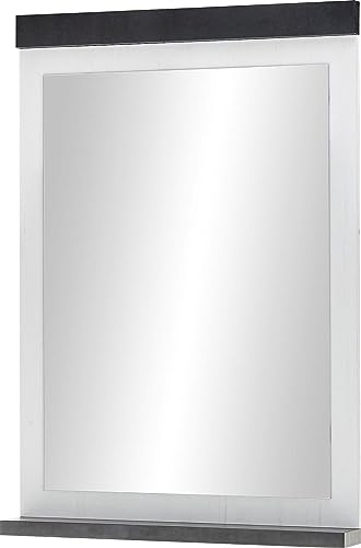 Spiegel Wandspiegel in weiß Pinie Holz und anthrazit/schwarz Garderobenspiegel im industriellen Design 66 x 95 cm Stove (Spiegel)