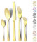 Funnydin 30 Stück Besteck Set 6 Personen, Premium-Edelstahl Besteck Set mit Gabel, Messer, Löffel, Spülmaschinenfest, Einzigartig und Elegant in Champagner-Look