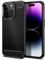 Qiinogow Case Compatible with iPhone 14 Pro Max, Slim Fit Phone Cover with Shock-Absorption, Carbon Fiber TPU Rubber Protective Case, Black
