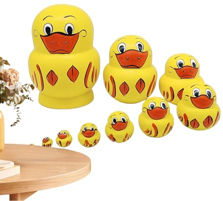 itrimaka Matryoshka Doll, Wood Duck Russian Stacking Dolls - Desktop Ornament For Cabinets, Living Room, Bookshelves, Offices