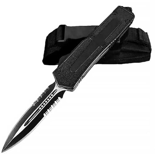 Sharp Couteau pliant d'extérieur en acier noir Mini outils à main pratiques Petit couteau en métal contre les couteaux de chasse avec fourreau