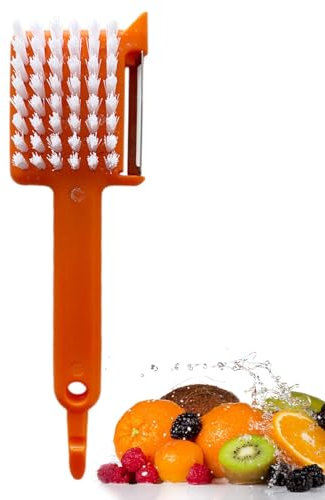 Lambo Pelapatate con spazzola, pelapatate per | Affettatrice multifunzione – Spazzola per la pulizia della frutta, grattugia, pipetta e apriscatole con manico lungo