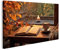 islandburner Prime Bild auf Leinwand Tasse Kaffee Buch Fensterbank Herbst Draußen Gemütlich Deko Bilder Wandbilder Poster