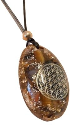 Orgonit Energie-Anhänger, Blume des Lebens Gold, Talisman, Glücksbringer, Orgon (B24)