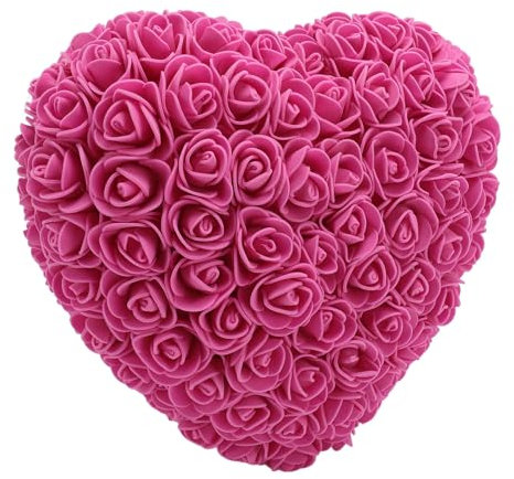Roses Artificielles en Mousse Douce et Décorative en Forme de Cœur, Fleurs Artificielles Romantiques, Belles et Réalistes avec Guirlande Lumineuse pour Salon, Mariage (Rose Rouge)