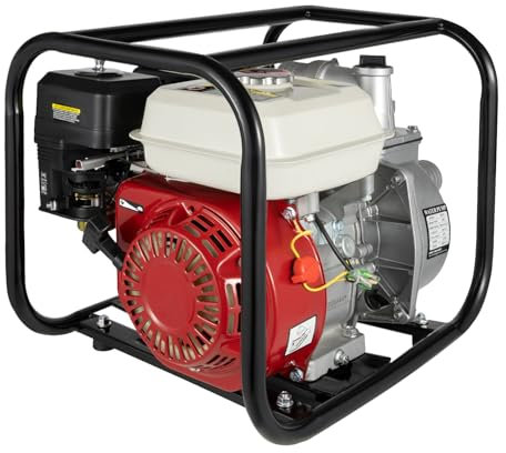 6.5 HP Viertakt-Bewässerungspumpen professionell+ 4,8 kW einer Durchflussrate von 1271,33 ft³/h Mit Einlass- und Auslassrohranschlüssen, Gehäusestange, Filtersatz Gartenbrunnen Teichpumpen Benzin