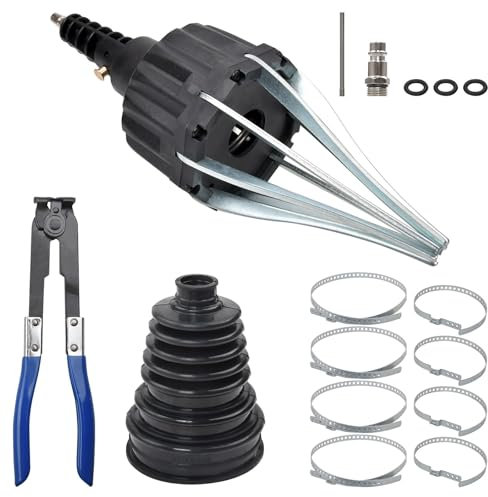 Achsmanschetten Spreizer Druckluft Achsmanschettenspreizer Manschetten Spreizer Montage Werkzeug Montagekegel 20-120 mm mit Universal Faltenbalg Achsmanschette & Klemmschelle Satz Schwarz