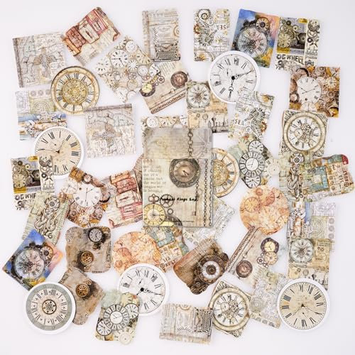 46PCS Vintage Clock Stickers - Mini Size Decoration Stickers for Travel Case, Laptop, Planners, Calendars, Scrapbook, Suitcase, Notebooks, Journal