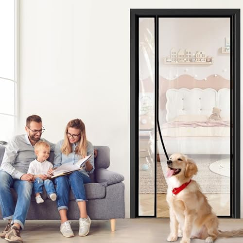 Rideau de porte isotherme transparent, Sunmoxia réversible à ouverture latérale gauche ou droite, écran de porte isolé à fermeture automatique pour cuisine, chambre à coucher, climatisation, convient