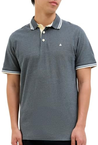 JACK & JONES Polo Slim fit Homme JJEPAULOS uni Chemise été col Polo Manche Courte Coton piqué Basique, Couleurs:Marron-Vert, Size:XL
