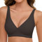Vijamiy Damen BH Ohne Bügel V-Ausschnitt Push Up Seamless Gepolstert Bra für Weichen Halt Soft Komfort mit BH-Verlängerung(Schwarzbraun,XL)