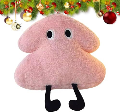 Cuscino per albero di Natale, cuscini natalizi - Cuscini morbidi a forma di albero in peluche per divano - Cuscino decorativo da 17,7 pollici, simpatico peluche per ragazze, per la poltrona del divano