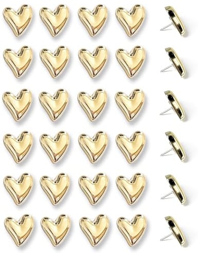 30 pcs - Heart Decorative Pins, Gold Cute Pins for Bulletin Board, Office or Home (30Pcs-Gold)
