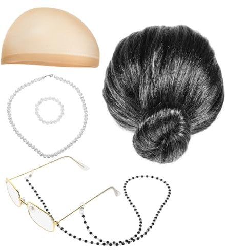 Alasum 1 Satz Perücken-anziehset Lockenwickler Dame Oma Perücke Oma-kostüm Frauen Älter Alte Person Kostüm Kostüme Für Erwachsene Alte Frau Bühnenperformance-perücke Plastik
