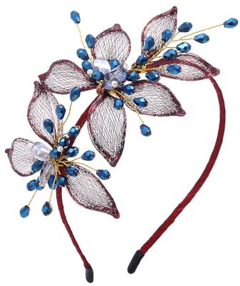 IYOU Femmes Mariage Serre-tête Rouge Bandeau Headpiece Étincelante Strass Mariée Accessoires Cheveux pour Mariées Demoiselle D'honneur Invité