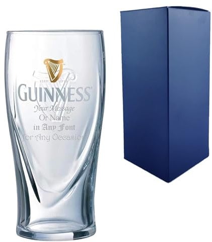 Personalised Engraved Official Guinness Glass with Gift Box | Custom Guinness Glasses, Birthday Gifts for Him, Best Man Gift