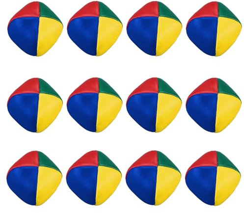 Zyluniy Kit de Jonglage Enfant, （5cm） 12 Balles de Jonglage Colorées pour Débutants, Apprentissage Ludique des Cascades, Boules Anti-Stress pour Adultes Enfants Débutants Jouet de Plein Air
