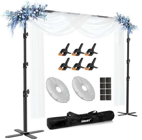 EMART 3x3m Backdrop Stand, Adjustable Photography Background Support Kit