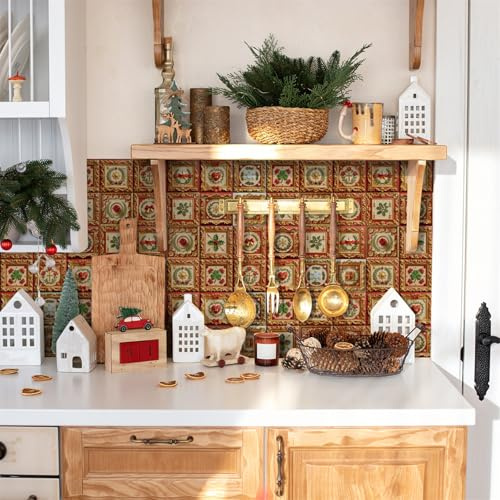 Piastrelle Adesive Cucina Fiori Rosa Mattonelle Adesive Bagno Pvc Impermeabile Adesivi per Piastrelle Parete Fai da Te Cucina Decorazioni