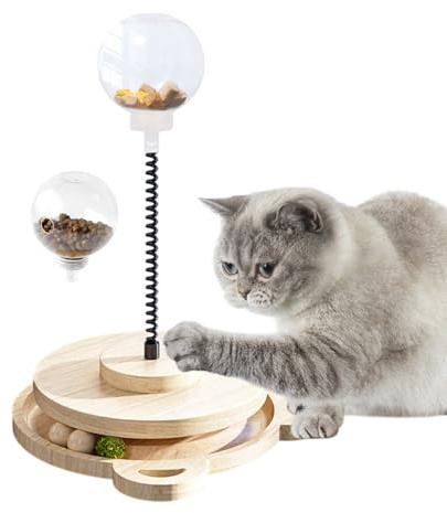 Zestivra Dog Food Dispenser Ball Wooden Game with Spring for Treats, Mental Stimulation Anti-Boredom for Dogs