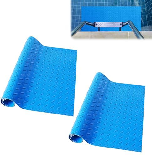 2 tappetini per scale da piscina, 100 x 40 cm, colore blu, tappetino protettivo antiscivolo con texture antiscivolo, per scale, scale