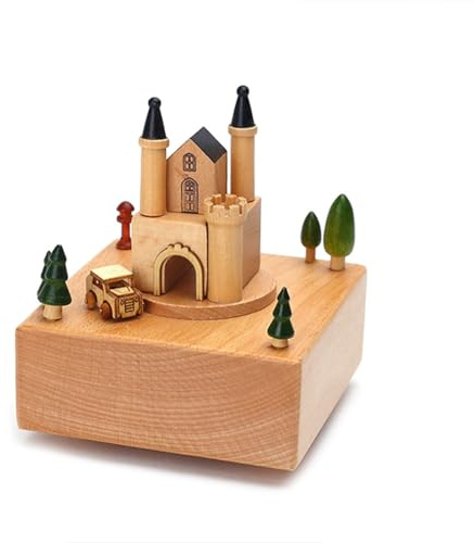 Holz-Spieluhren, Uhrwerk, Schloss, Ballett-Tänzerin, Spieluhr, Kinderbett, drehbarer Begleiter, Klangspielzeug für Kinder, niedliche Kindergarten-Ornamente
