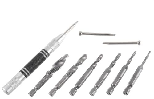 HUAREW Lot de 6 Forets Taraudeurs Combinés M3 M4 M5 M6 M8 M10 avec tige hexagonale de 1/4 et revêtement antirouille pour percer, tarauder