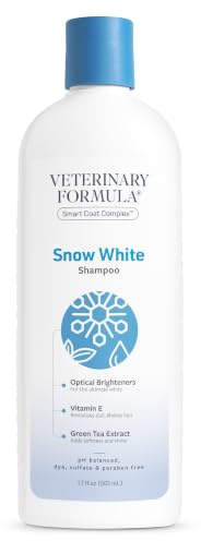 Veterinary Formula Smart Coat Complex Snow White Shampoo for Dogs and Cats, 17 Fl oz – Gently Remove Stains and Yellowing Without Bleach or Peroxide – Cleans, Deodorizes, and Brightens White Coats