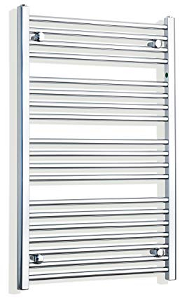 companyblue 650mm wide x 1000mm high Heated Towel Rail Straight Flat Chrome Bathroom Warmer Radiator Rack Central Heating
